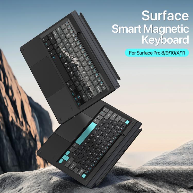 For-MicroSoft-Surface-Pro-11-10-9-8-DUX-DUCIS-CK-Pro-Series-Smart-Magnetic-Touch-Bluetooth-KeyboardDark-Gray-Spring-Cyan-EDA008336001A