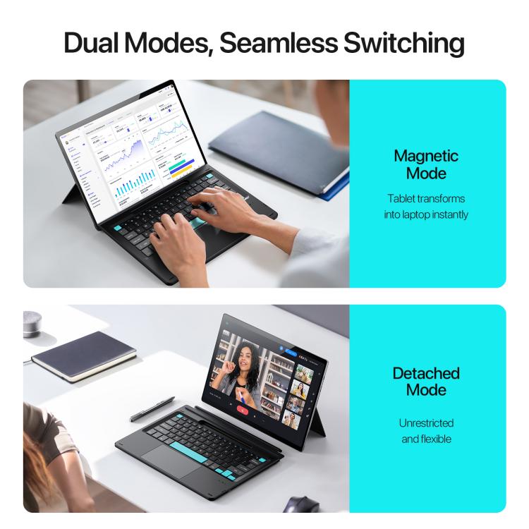 For-MicroSoft-Surface-Pro-11-10-9-8-DUX-DUCIS-CK-Pro-Series-Smart-Magnetic-Touch-Bluetooth-KeyboardDark-Gray-Spring-Cyan-EDA008336001A