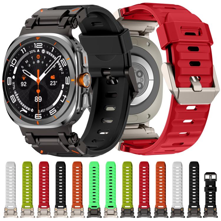 For-Samsung-Galaxy-Watch-Ultra-47mm-Ultra-2025-Explorer-Metal-Head-Fluororubber-Watch-BandBlack-Orange-SYA002931701A