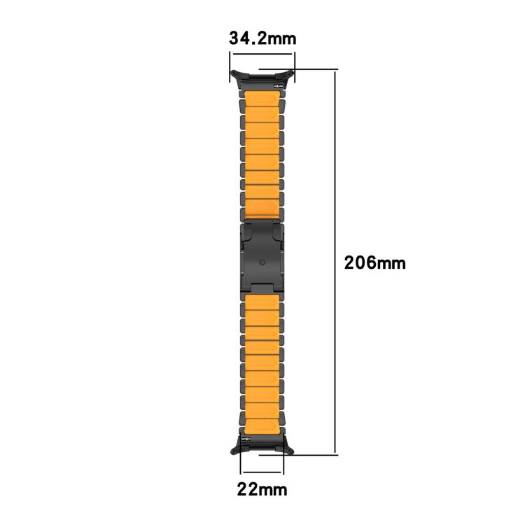 For-Samsung-Galaxy-Watch8-8-Classic-Turtle-Buckle-Dual-Color-Titanium-Metal-Silicone-Watch-BandBlack-Orange-SYA003112301A