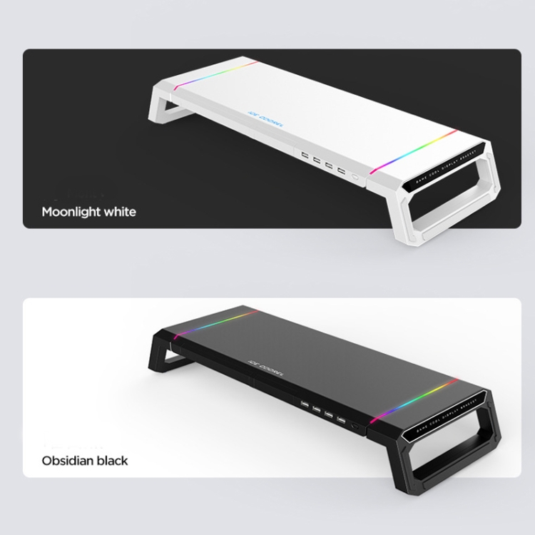 ICE-COOREL-T1-Monitor-Increased-Rack-Foldable-Laptop-Stand-With-RGB-Lighting-4xUSB20-Expansion-InterfaceMoonlight-White-TBD0559941301A