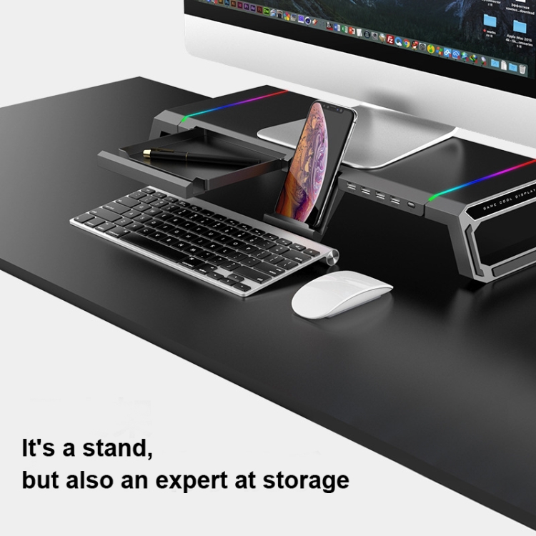 ICE-COOREL-T1-Monitor-Increased-Rack-Foldable-Laptop-Stand-With-RGB-Lighting-4xUSB20-Expansion-InterfaceMoonlight-White-TBD0559941301A