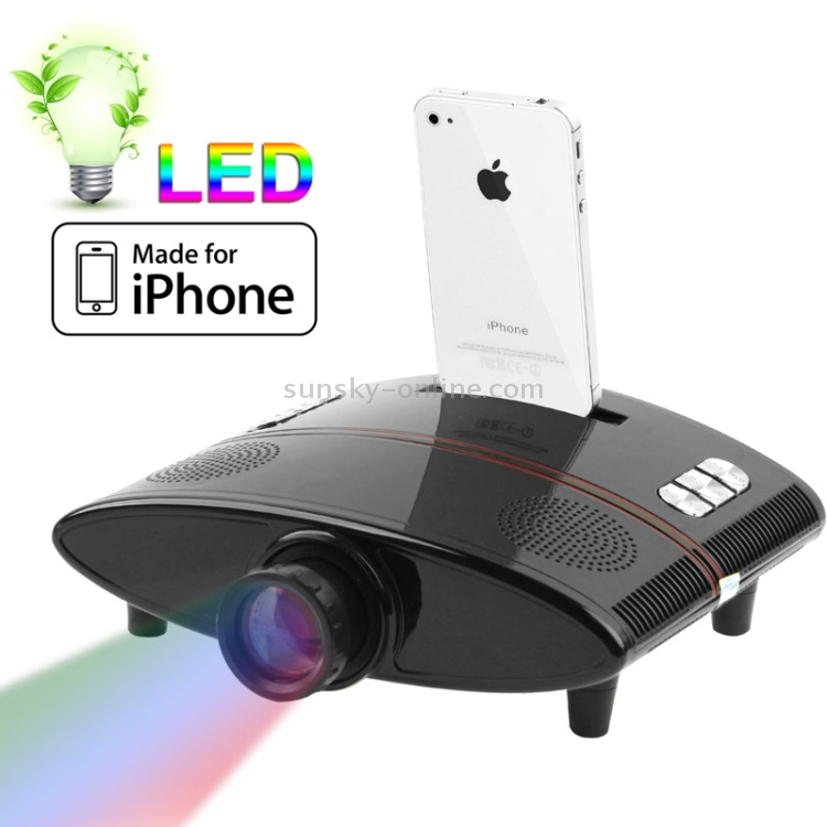 Multimedia-LED-Projector-and-Charging-Base-with-Speaker-for-iPhone-4-Support-AV-Input-Black-S-DMP-0101