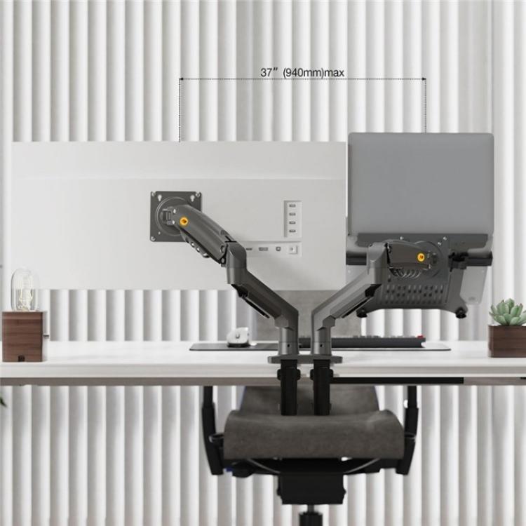 NORTH-BAYOU-F160-FP-Tray-Dual-Arm-Bracket-Monitor-Desk-Mount-Adjustable-Laptop-HolderWhite-SYA002909001A