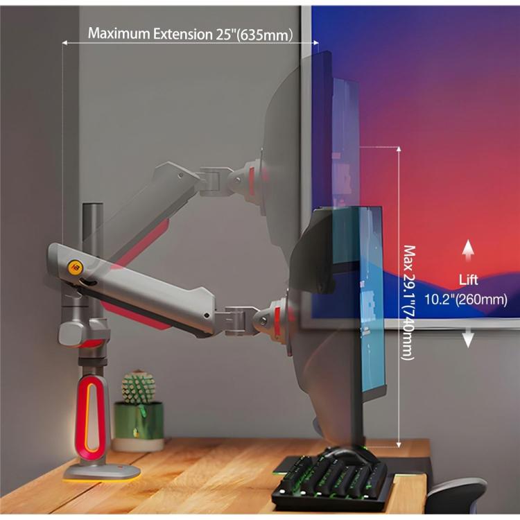 NORTH-BAYOU-L70-RGB-Lighting-Gaming-Monitor-Adjustable-Arm-Stand-Curved-Monitors-Bracket-SYA0029604