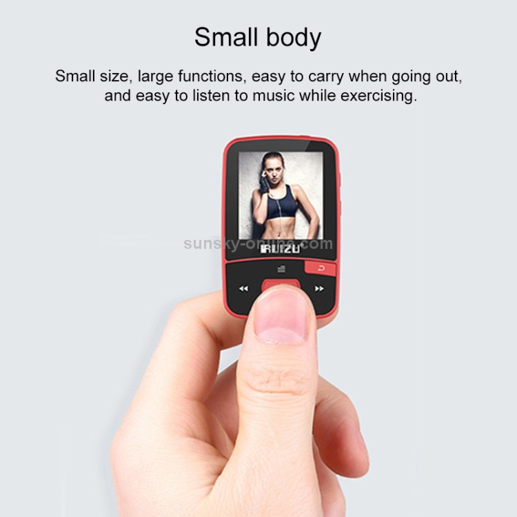 New-Arrival-Original-RUIZU-X50-Sport-Bluetooth-MP3-Player-8GB-Clip-Mini-with-Screen-Support-FMRecordingE-BookClockPedometerRed-TBD003451012