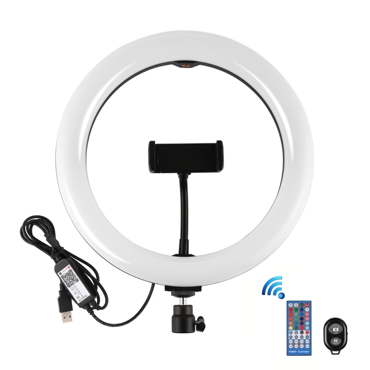 PULUZ-102-inch-26cm-Curved-Surface-USB-RGBW-Dimmable-LED-Ring-Vlogging-Photography-Video-Lights-with-Tripod-Ball-Head-Remote-Control-Phone-ClampBlack-PU455B