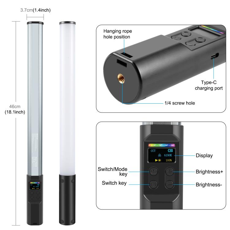 PULUZ-132-LEDs-Photo-Handheld-Stick-Light-Full-Color-RGB-Fill-Light-PU4140