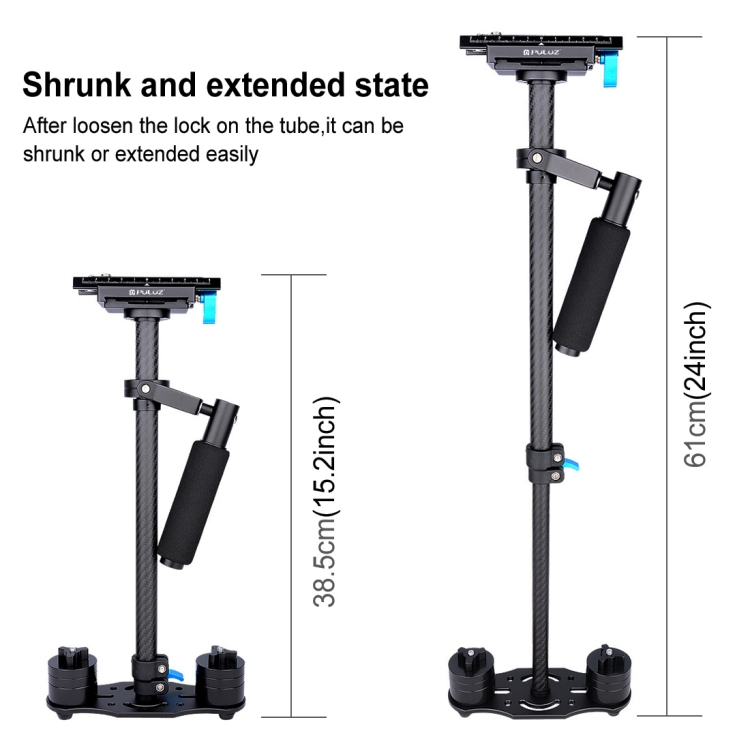 PULUZ-385-61cm-Carbon-Fibre-Handheld-Stabilizer-for-DSLR-DV-Digital-Video-Cameras-Load-Range-05-3kgBlack-P60T