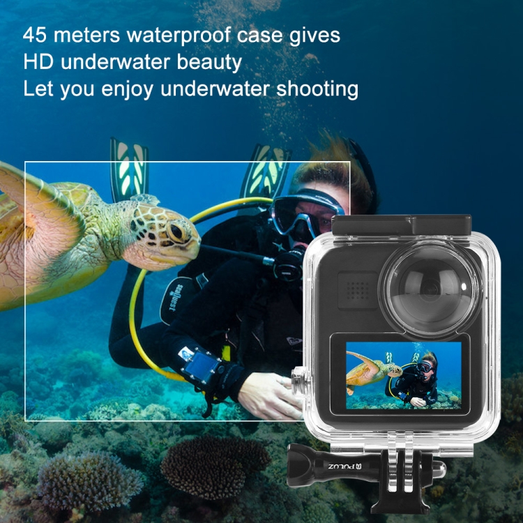 PULUZ-45m-Underwater-Waterproof-Housing-Diving-Case-for-GoPro-MAX-with-Buckle-Basic-Mount-Screw-PU466