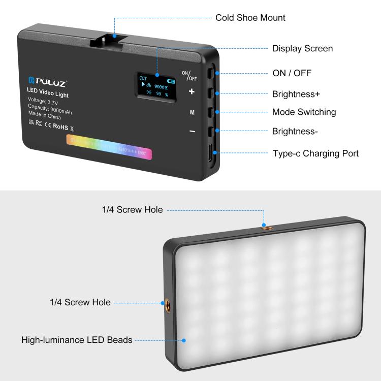 PULUZ-Pocket-140-LEDs-RGB-Full-Color-Beauty-Fill-Light-Handheld-Photography-LED-Light-Black-PU658B