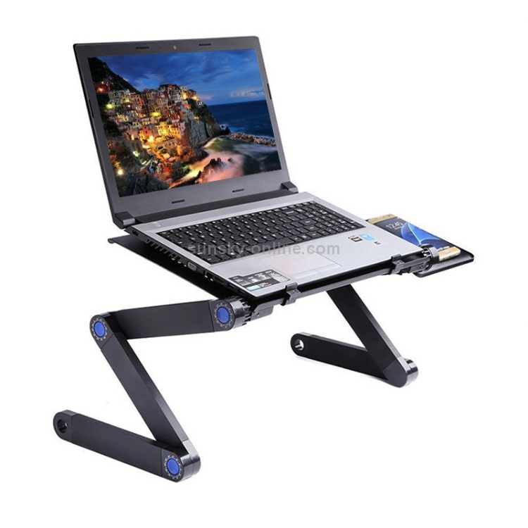 Portable-360-Degree-Adjustable-Foldable-Aluminium-Alloy-Desk-Stand-with-Double-CPU-Fans-Mouse-Pad-for-Laptop-Notebook-Desk-Size-420mm-x-260mm-Black-PC3367B