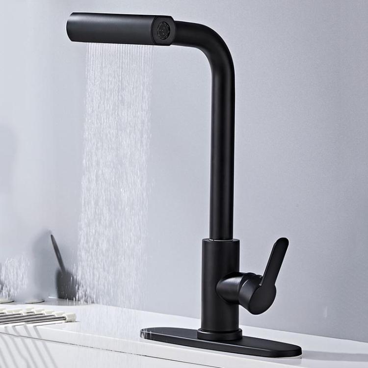 Pull-Out-4-Modes-Waterfall-Kitchen-Faucet-HotCold-Water-Mixer-Tap-With-BaseBlack-TBD0605801201A