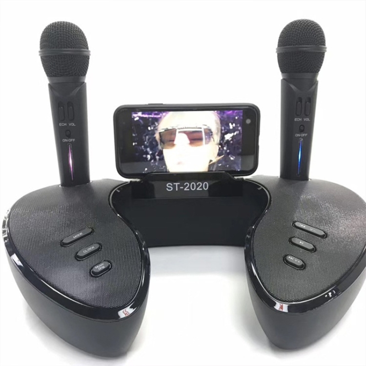 SDRD-ST2020-Outdoor-Portable-Family-KTV-Live-Singing-Wireless-Bluetooth-Speaker-Dual-MicrophoneBlack-TBD0426882301A