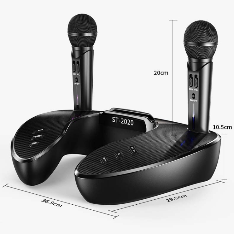 SDRD-ST2020-Outdoor-Portable-Family-KTV-Live-Singing-Wireless-Bluetooth-Speaker-Dual-MicrophoneBlack-TBD0426882301A