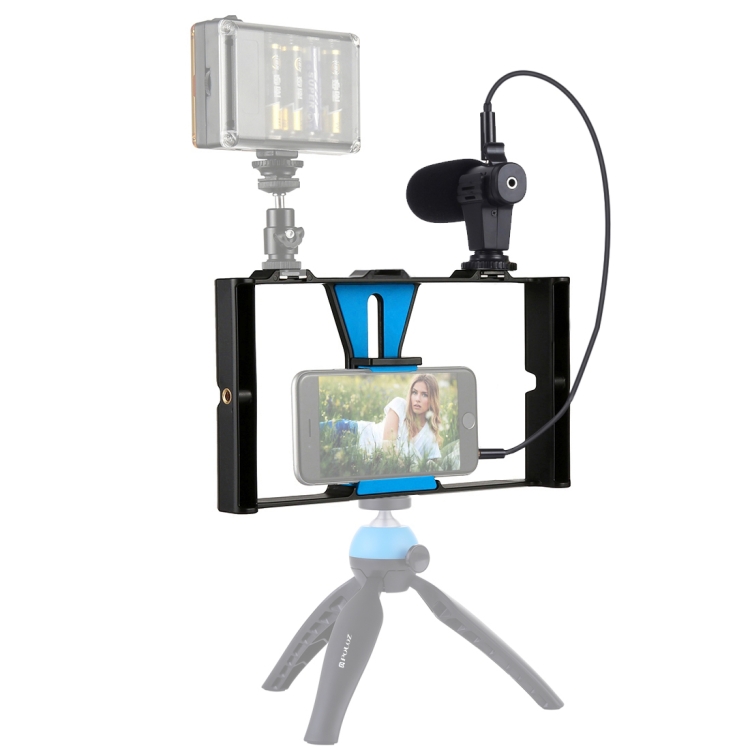 US-Warehouse-PULUZ-2-in-1-Live-Broadcast-Smartphone-Video-Rig-Microphone-Kits-for-iPhone-Galaxy-Huawei-Xiaomi-HTC-LG-Google-and-Other-SmartphonesBlue-PKT3020US