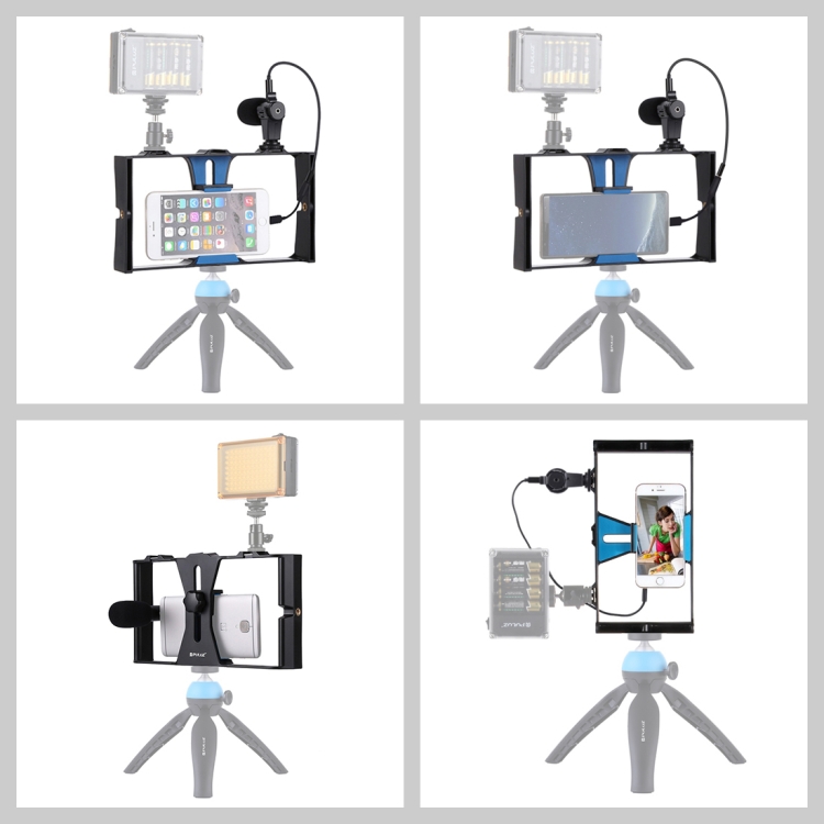 US-Warehouse-PULUZ-2-in-1-Live-Broadcast-Smartphone-Video-Rig-Microphone-Kits-for-iPhone-Galaxy-Huawei-Xiaomi-HTC-LG-Google-and-Other-SmartphonesBlue-PKT3020US