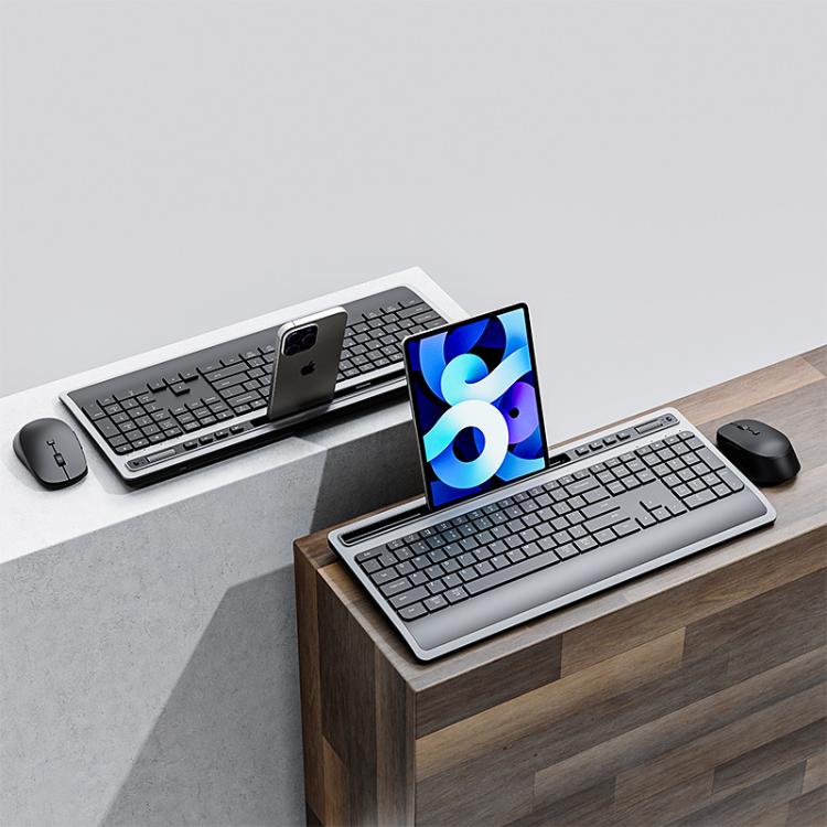Wireless-Keyboard-and-Mouse-Combo-for-Business-Office-with-Tablet-Slot-Wrist-RestBlack-TBD0606211201A