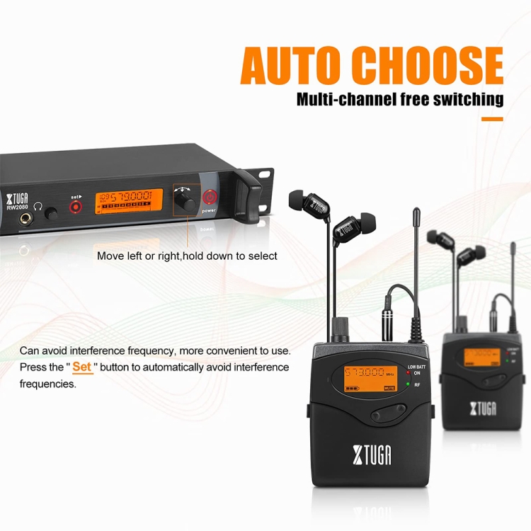 XTUGA-RW2080-UHF-Wireless-Stage-Singer-In-Ear-Monitor-System-Single-BodyPack-Receiver-MCP1107