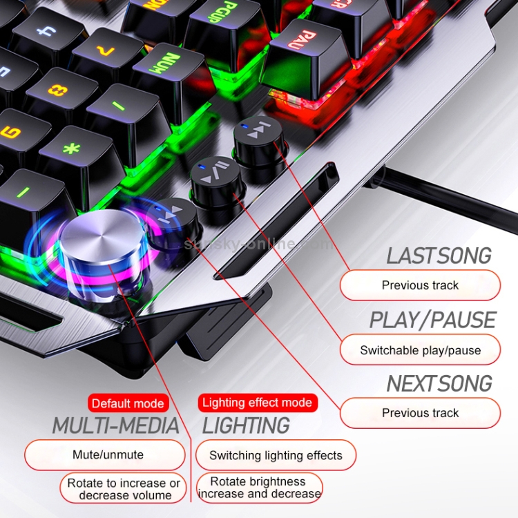 YINDIAO-K100-USB-Metal-Mechanical-Gaming-Wired-Keyboard-Mixed-Light-Blue-ShaftBlack-KB6320B